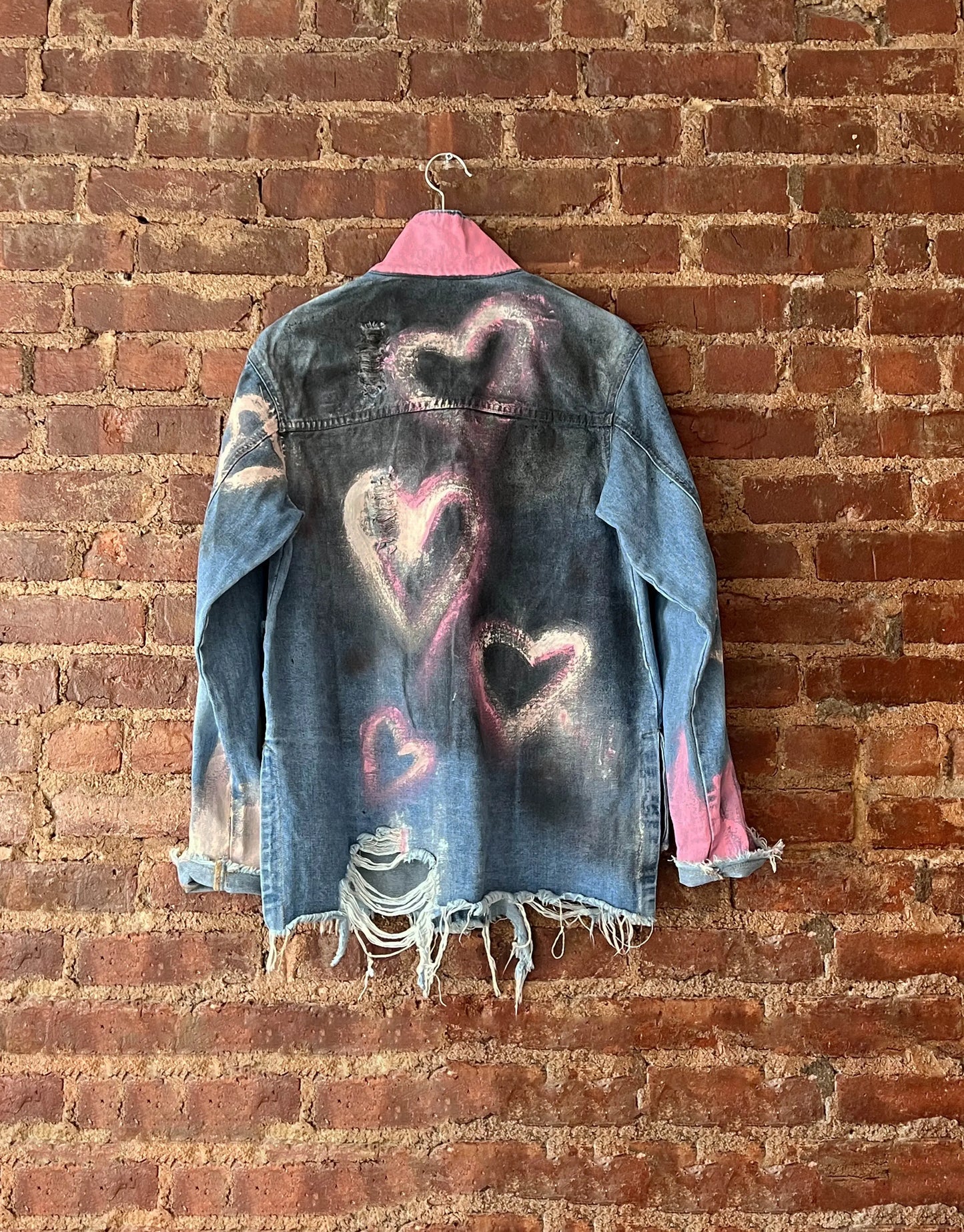 'GRAFFITI HEARTS' Painted Denim Shirt - Rebelle Theory