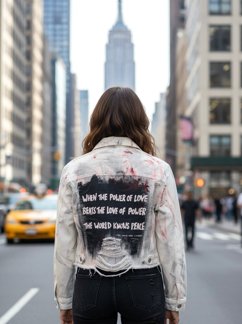‘Power of Love’ painted jacket Rebelle Theory