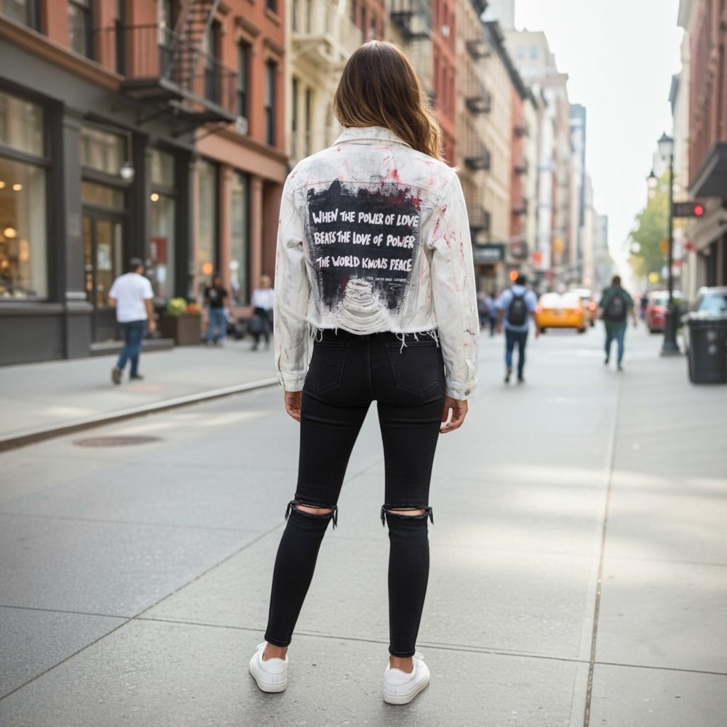 ‘Power of Love’ painted jacket Rebelle Theory