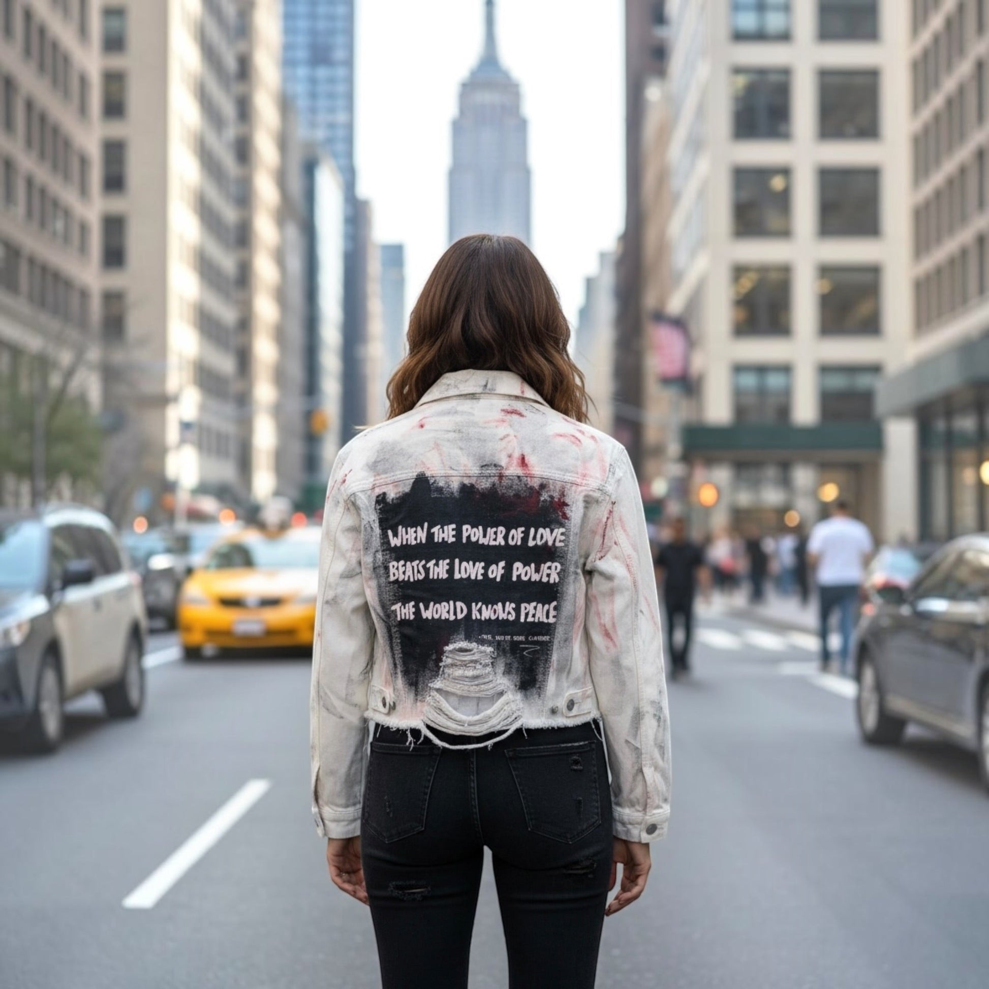 ‘Power of Love’ painted jacket Rebelle Theory