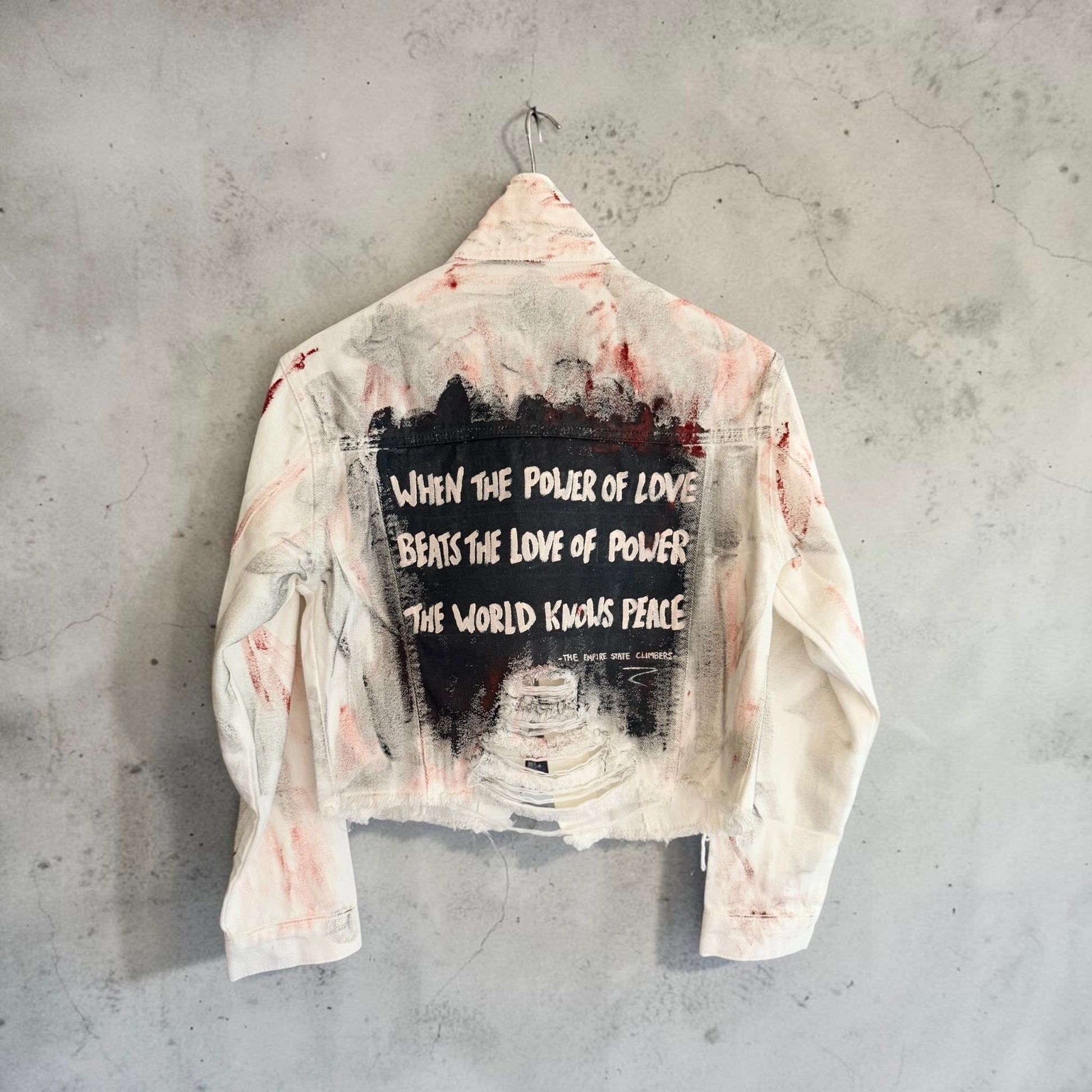 ‘Power of Love’ painted jacket Rebelle Theory