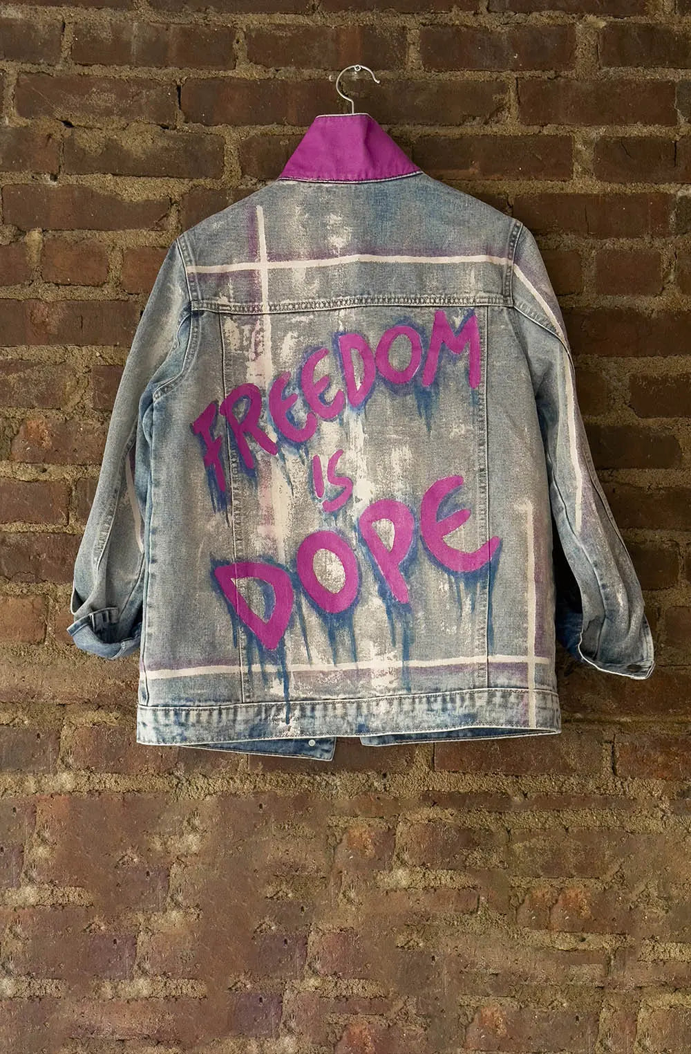 FREEDOM IS DOPE Painted Jean Jacket Rebelle Theory