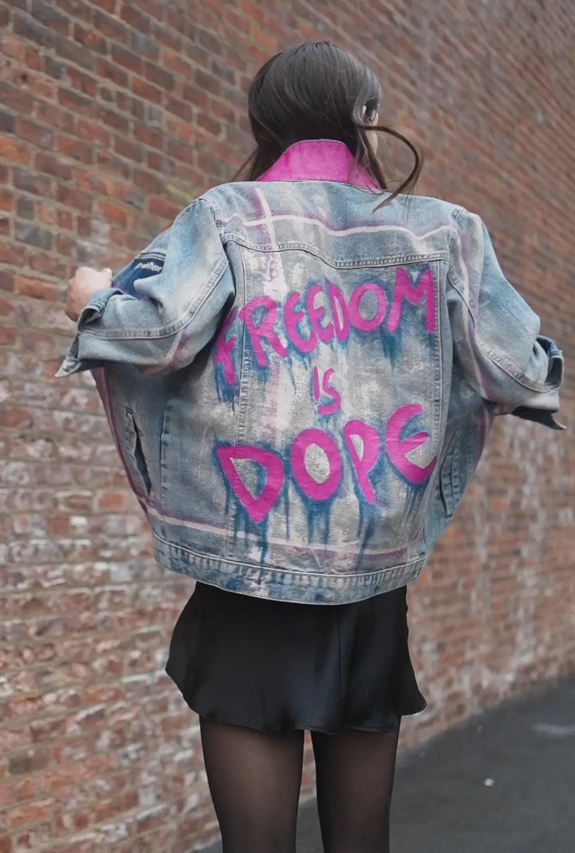 FREEDOM IS DOPE Painted Jean Jacket - Rebelle Theory