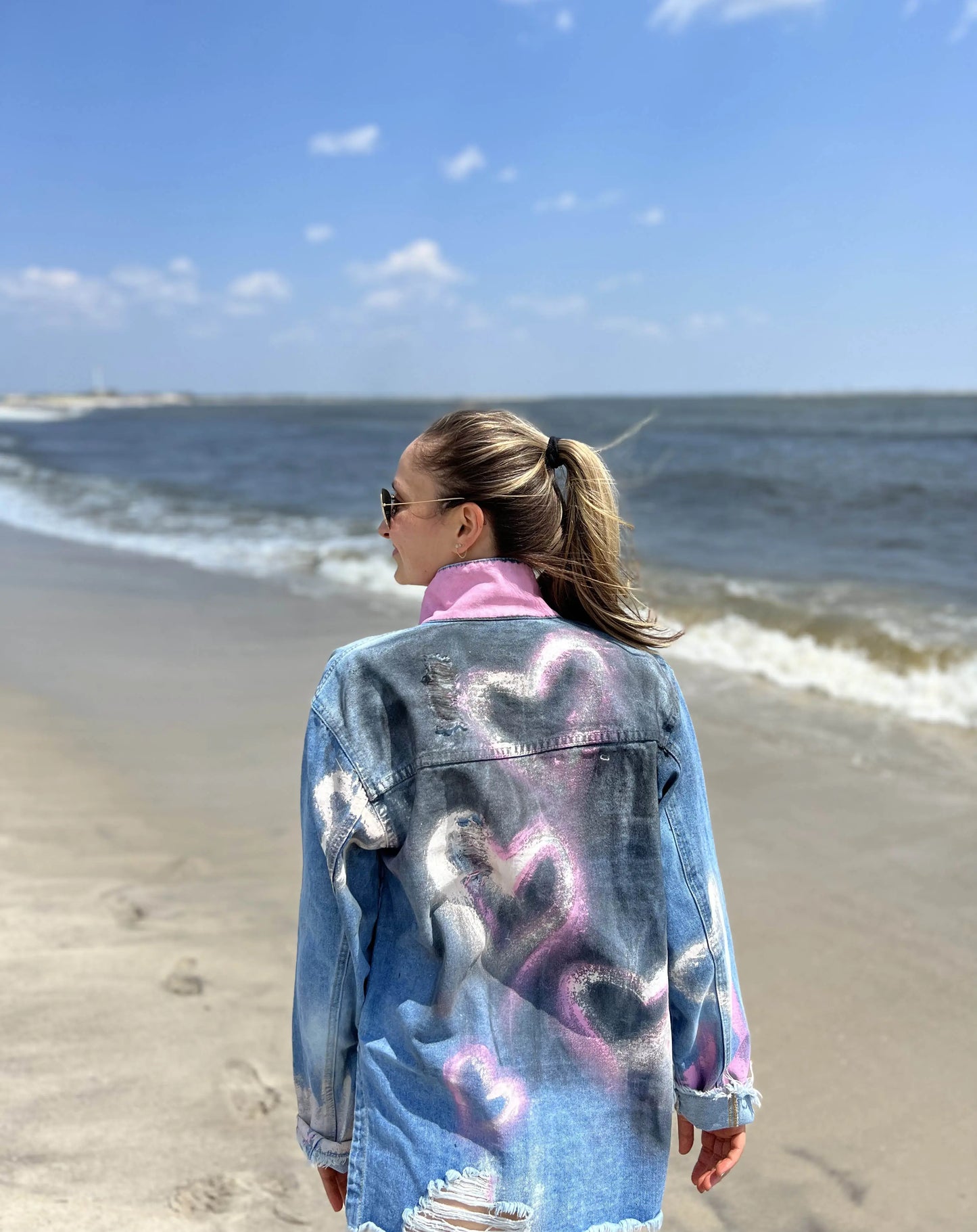 'GRAFFITI HEARTS'  Painted Denim Shirt - Rebelle Theory