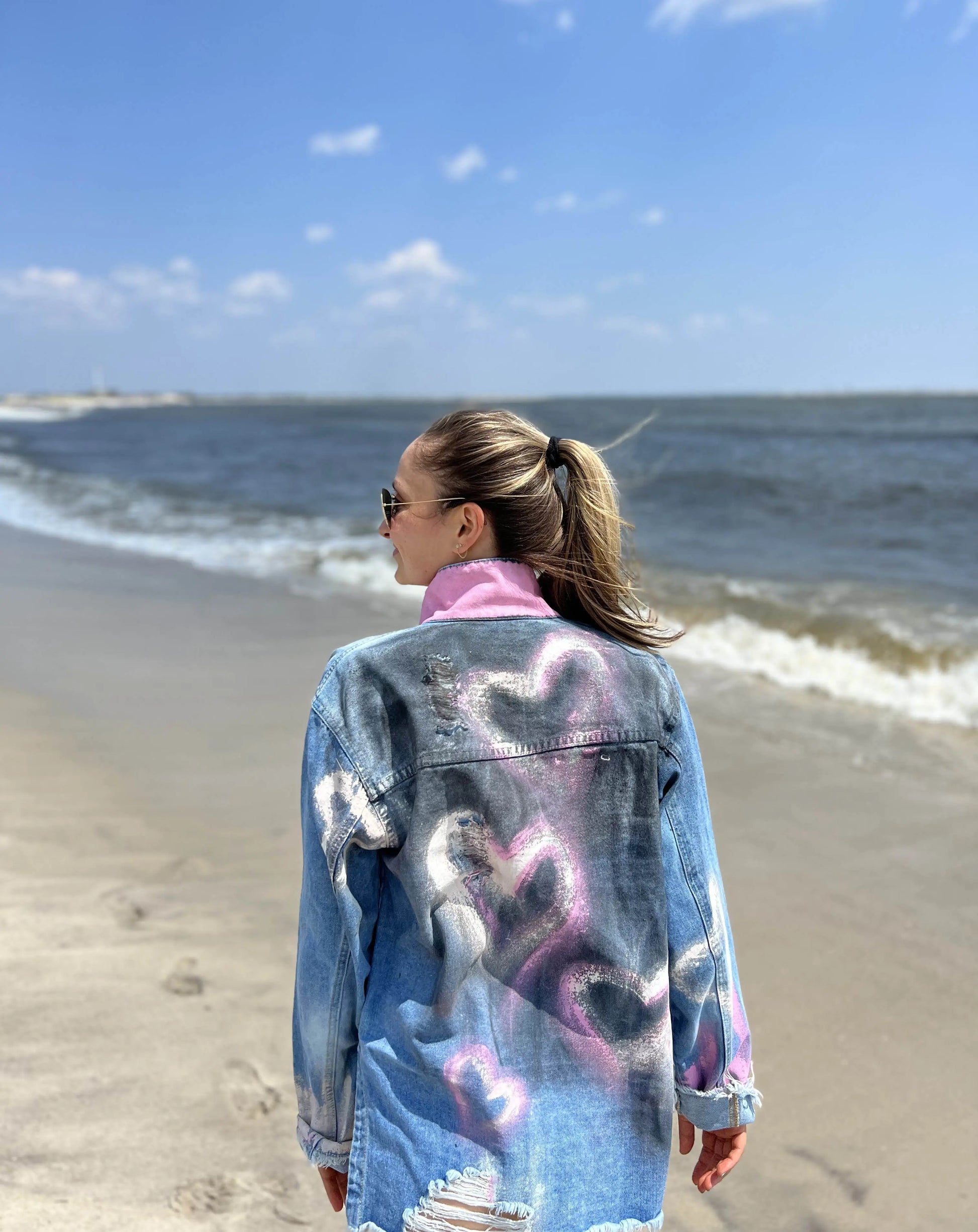'GRAFFITI HEARTS'  Painted Denim Shirt - Rebelle Theory