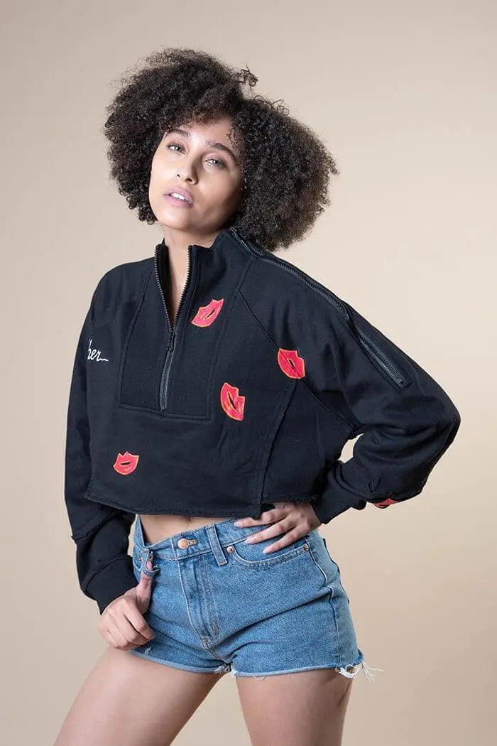 'KISSES' Painted Sweatshirt Rebelle Theory