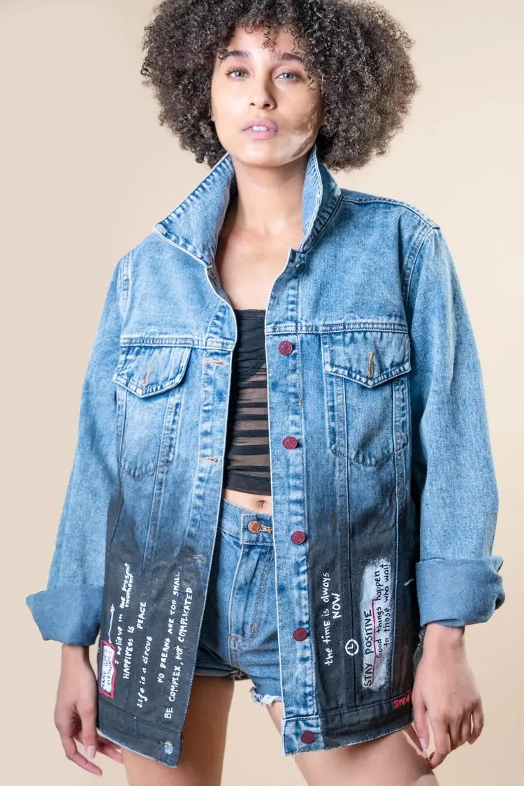 POSITIVE QUOTES Painted Jacket - Rebelle Theory