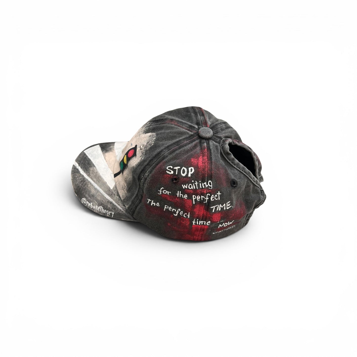 Cap with motivational quote on a white background