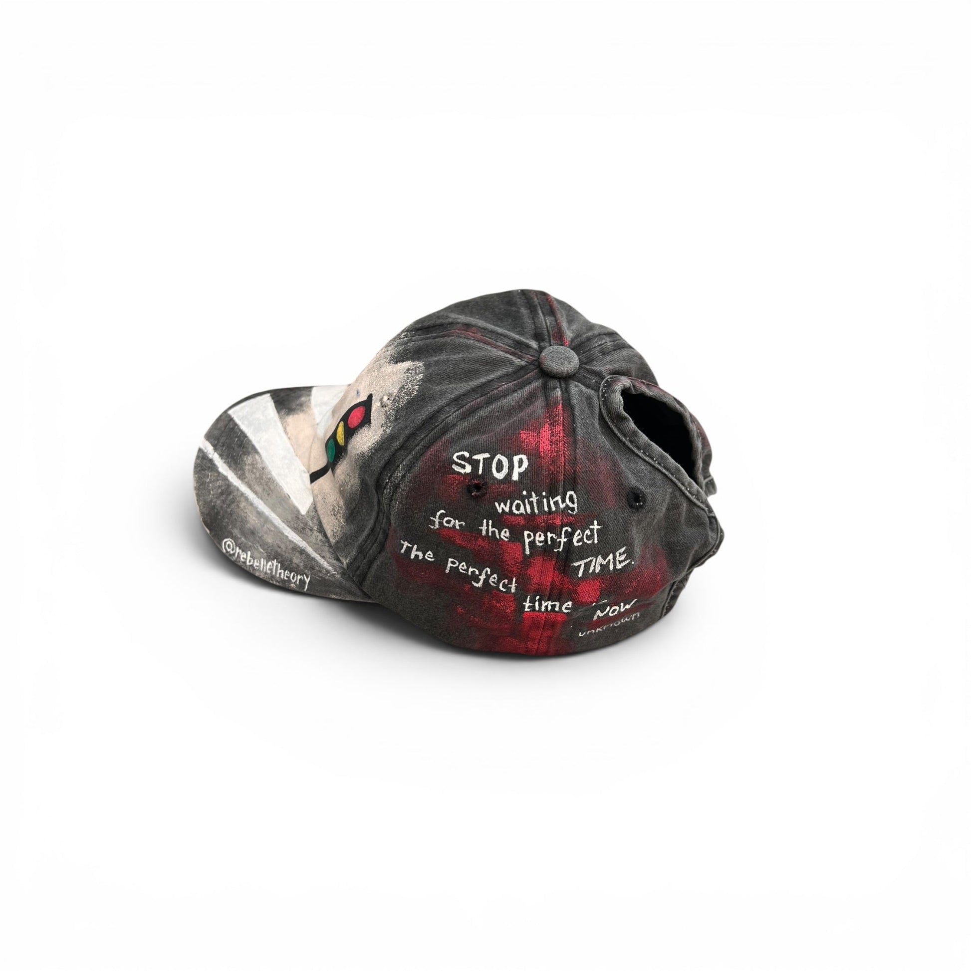 Cap with motivational quote on a white background